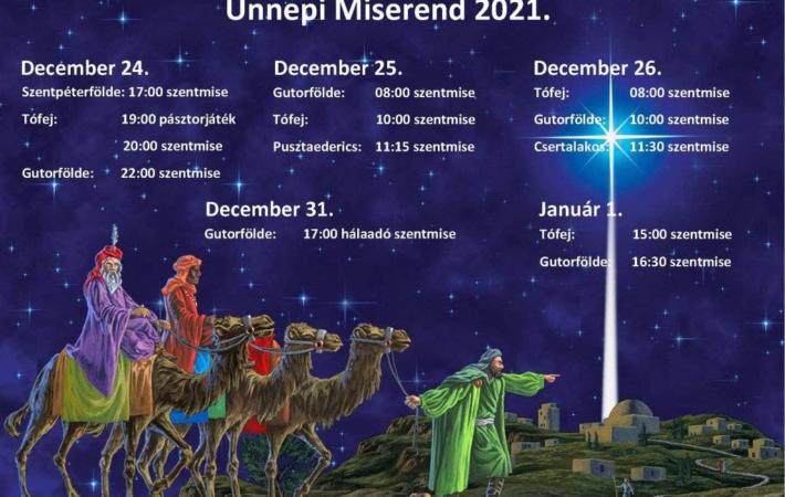 Ünnepi miserend – 2021