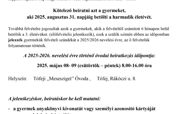 Óvodai felvétel