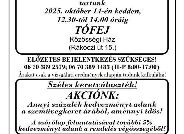 Látásvizsgálat TÓFEJEN