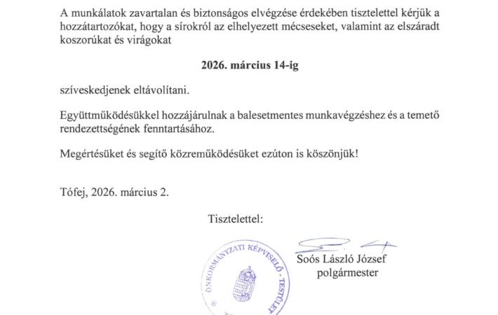 Temető karbantartás