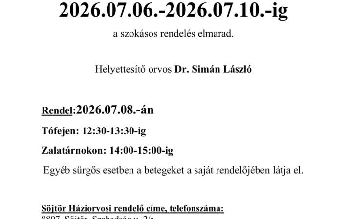 Háziorvosi szabadság