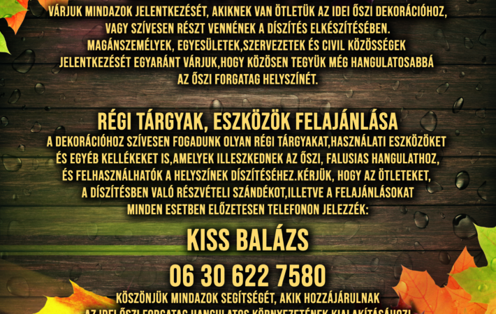 Őszi forgatag felhívás! Készüljünk együtt az őszi forgatagra!