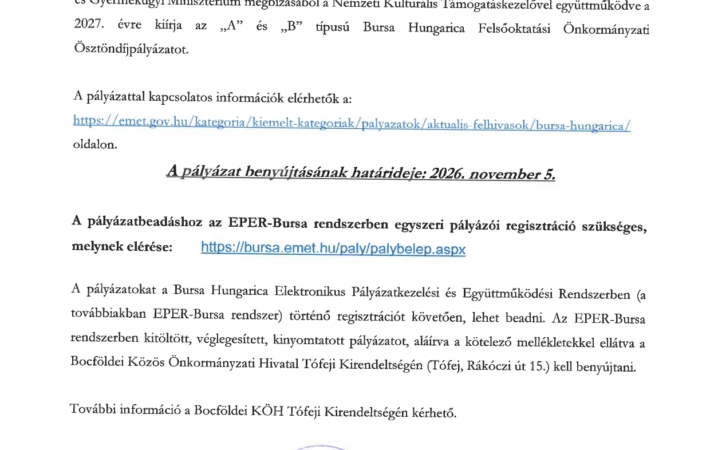 Felhívás - Bursa Hungarica