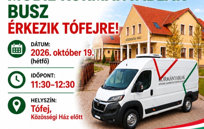 Mobil kormányablak busz Tófejen